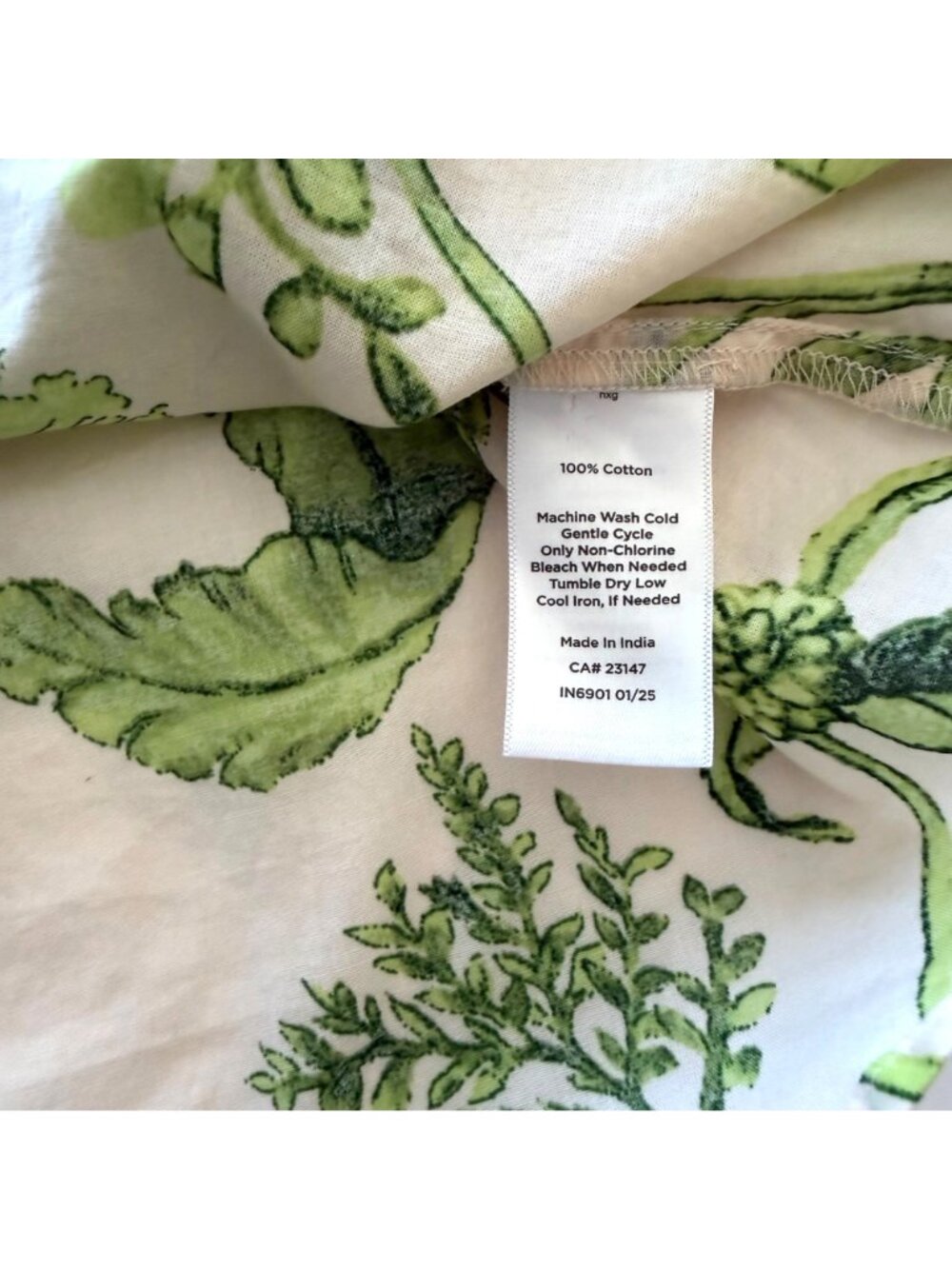 Talbots Lace Trim Pintuck Top S Woman Branching Floral Green Beige Leaves Floral - Picture 8 of 10